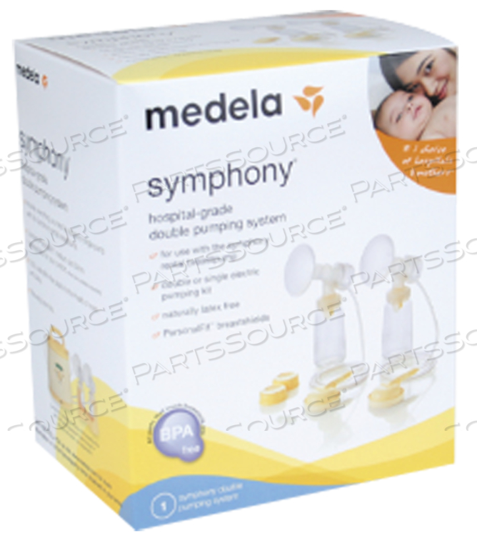 BREAST PUMP KIT, SINGLE/DOUBLE, SYMPHONY®, INCLUDES: TUBES, BOTTLES, MEMBRANES, BREAST SHIELDS, VALVES AND MANUAL PUMP by Medela (Breastfeeding Division) BREAST PUMP KIT, SINGLE/DOUBLE, SYMPHONY®, INCLUDES: TUBES, BOTTLES, MEMBRANES, BREAST SHIELDS, VALVES AND MANUAL PUMP by Medela (Breastfeeding Division)