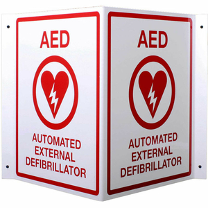 FIRST VOICE AED 3D V-SHAPED PROJECTING WALL SIGN, PLASTIC by First Voice FIRST VOICE AED 3D V-SHAPED PROJECTING WALL SIGN, PLASTIC by First Voice