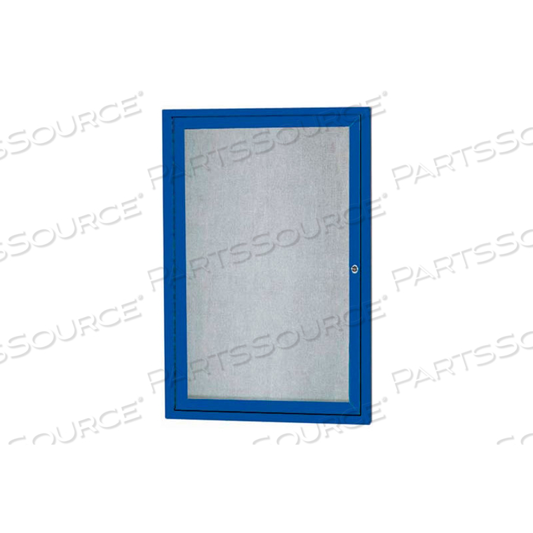 1 DOOR ALUM FRAMED ILLUM ENCLOSED BULLETIN BOARD BLUE POWDER COAT - 24"W X 36"H 