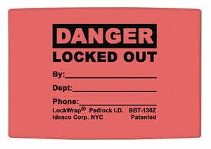 PADLOCK LABEL 1-5/8INHX1-1/2INW PK25 by Idesco