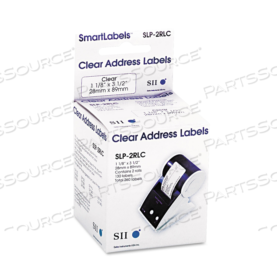 SELF-ADHESIVE ADDRESS LABELS,1-1/8 X 3-1/2, CLEAR, 260/BOX by Seiko Instruments USA Inc.