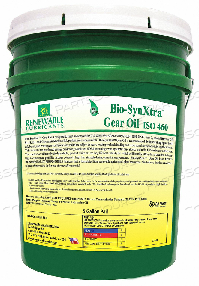 BIODEGRADABLE EP GEAR OIL 5 GAL by Renewable Lubricants BIODEGRADABLE EP GEAR OIL 5 GAL by Renewable Lubricants