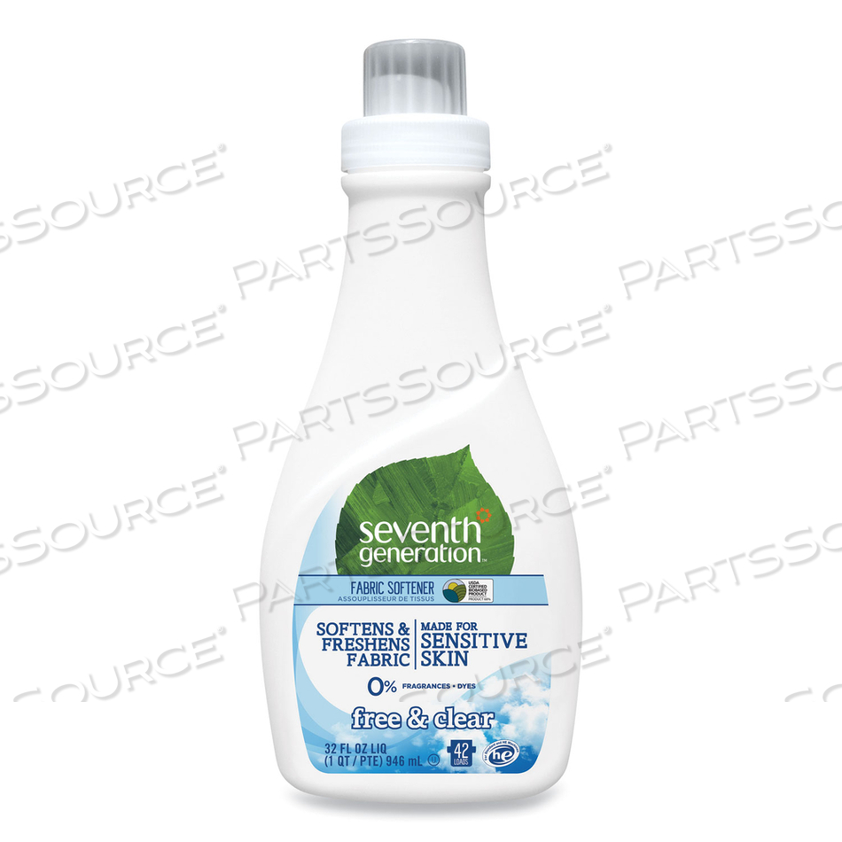NATURAL LIQUID FABRIC SOFTENER, FREE AND CLEAR, 42 LOADS, 32 OZ BOTTLE by Seventh Generation NATURAL LIQUID FABRIC SOFTENER, FREE AND CLEAR, 42 LOADS, 32 OZ BOTTLE by Seventh Generation