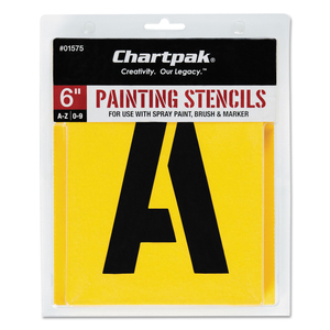 PROFESSIONAL LETTERING STENCILS, PAINTING STENCIL SET, A-Z SET/0-9, 6", MANILA, 35/SET by Chartpak