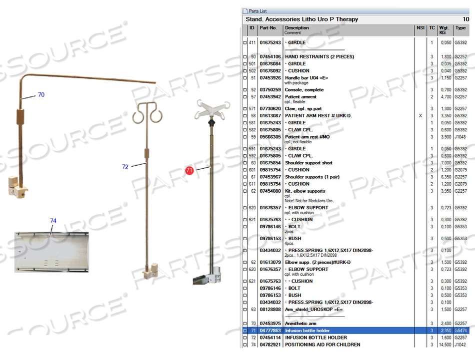 INFUSION BOTTLE HOLDER by Siemens Medical Solutions