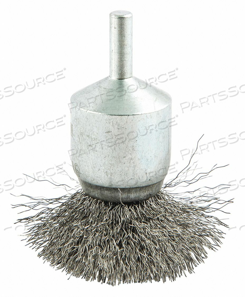 FLARED END BRUSH, CRIMPED STEEL, 2 IN DIA, 0.01 IN FILL DIA, 1/4 IN SHANK by Norton | Saint-Gobain Abrasives