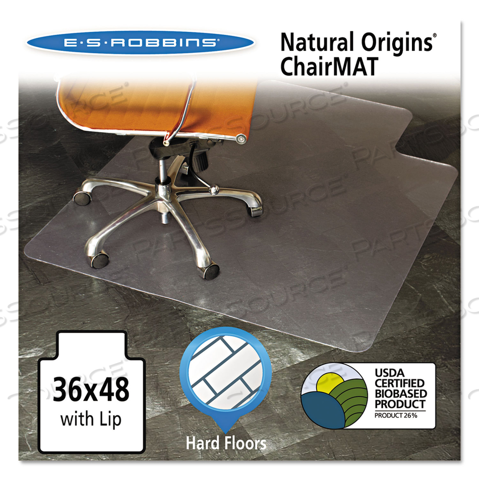 CHAIR MAT, TRADITIONAL LIP, 0.085 IN THICK, 48 IN OVERALL LG, 36 IN OVERALL WD by ES Robbins CHAIR MAT, TRADITIONAL LIP, 0.085 IN THICK, 48 IN OVERALL LG, 36 IN OVERALL WD by ES Robbins