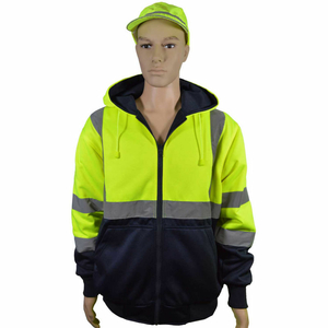 20 OZ. REVERSIBLE ZIP-UP HOODED SWEATSHIRT, ANSI CLASS 3, LIME/NAVY, 2X, L by Petra Roc Inc