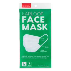 EARLOOP DISPOSABLE FACE MASK, 3-PLY NON-WOVEN, LARGE, 7/PACK by Iris USA, Inc