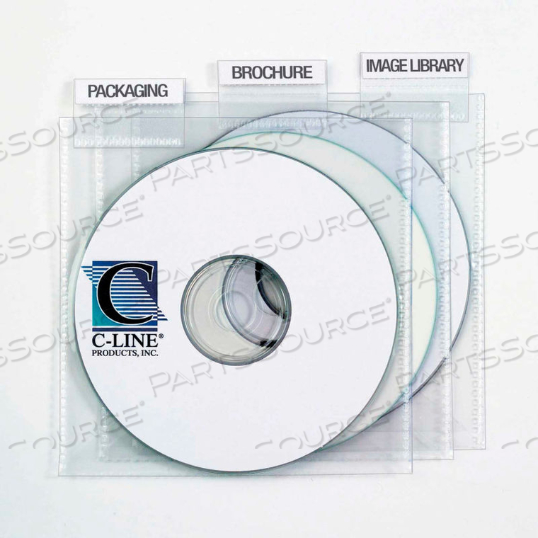INDIVIDUAL CD/DVD HOLDERS WITH INDEX TABS, CLEAR, 9/PK (SET OF 10 PK) 