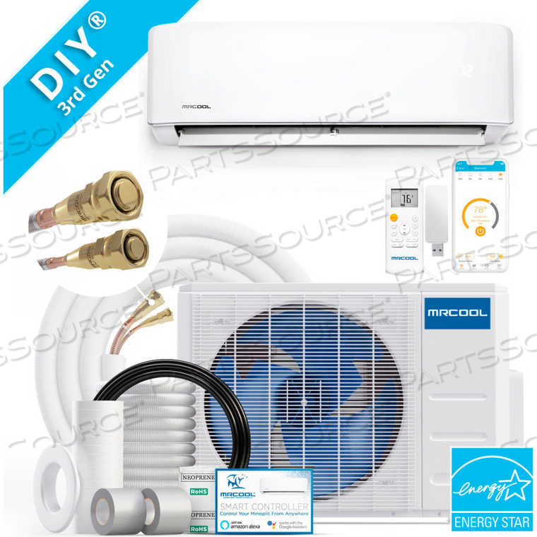 3RD GEN DIY DUCTLESS SPLIT SYSTEM WITH HEAT, 36,000 BTU, 16 SEER, 220V 