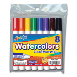 BROADLINE WATERCOLOR MARKERS, BROAD CHISEL TIP, ASSORTED COLORS, 8/SET by Liqui-Mark Corp