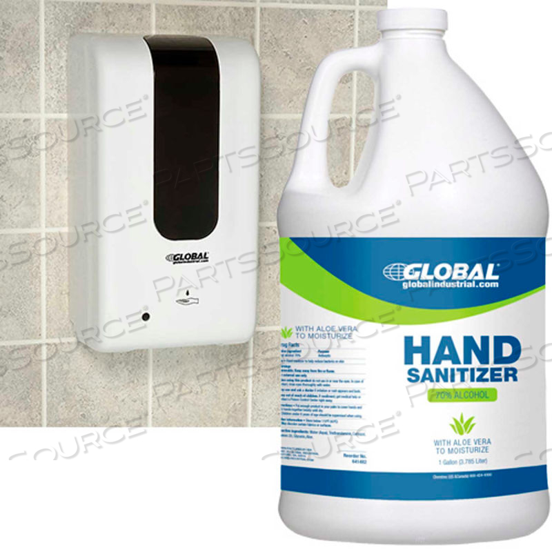 AUTOMATIC HAND SANITIZER DISPENSER STARTER KIT W/ 4 X GALLONS GEL SANITIZER 