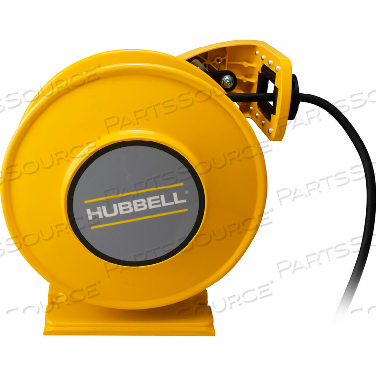 HUBBELL INDUSTRIAL DUTY CORD REEL W/ GFCI DUPLEX OUTLET BOX - 12/3C X 35', ALUMIINUM by Gleason