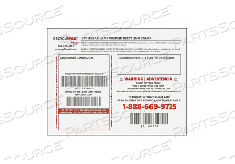 LAMP RECYCLING KIT 11X8-1/2X1 by Recyclepak