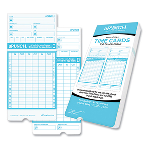 PAY-TO-PUNCH TIME CARD FOR SB1200 TIME CLOCK, TWO SIDES, 3.38 X 7.38, 100/PACK by uPunch