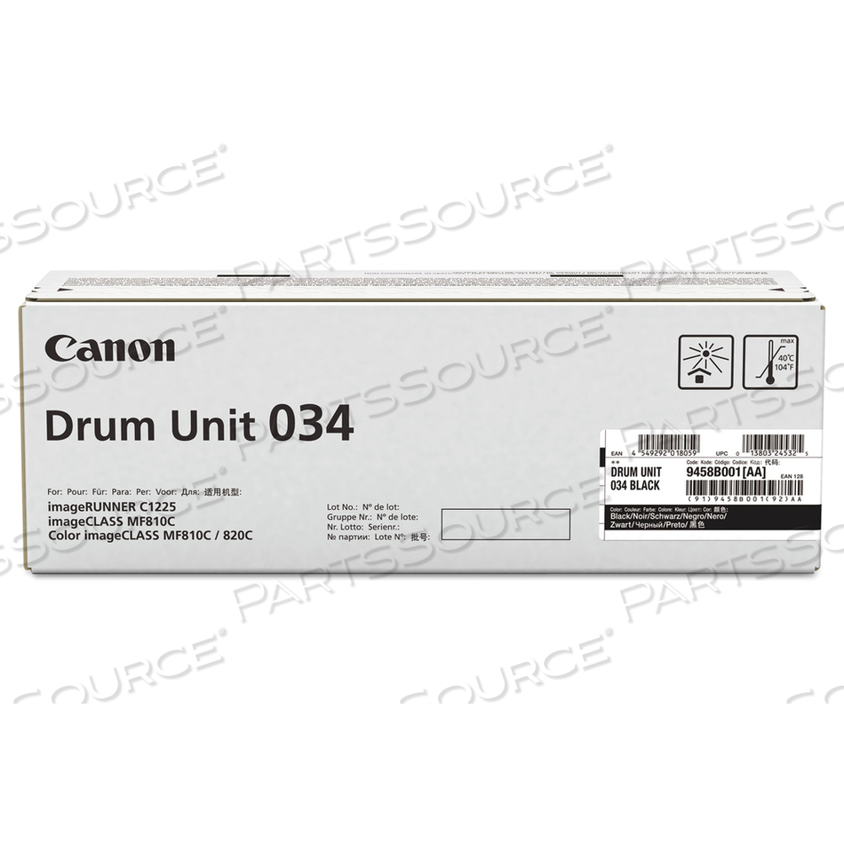 034, BLACK, ORIGINAL, DRUM KIT, FOR IMAGECLASS MF810CDN, MF820CDN, IMAGERUNNER C1225, C1225IF by Canon (Consumer Electronics)
