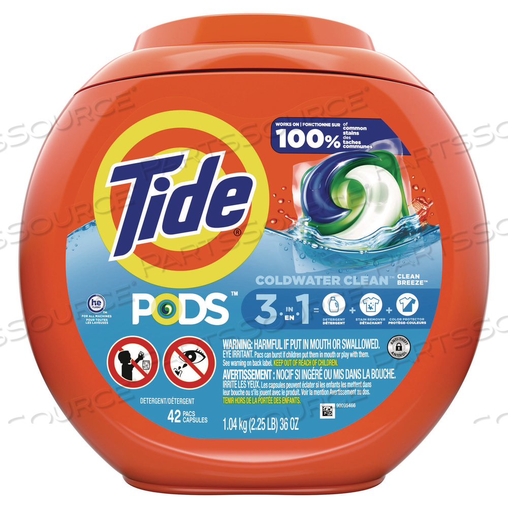 PODS LAUNDRY DETERGENT, CLEAN BREEZE, 36 OZ TUB by Tide