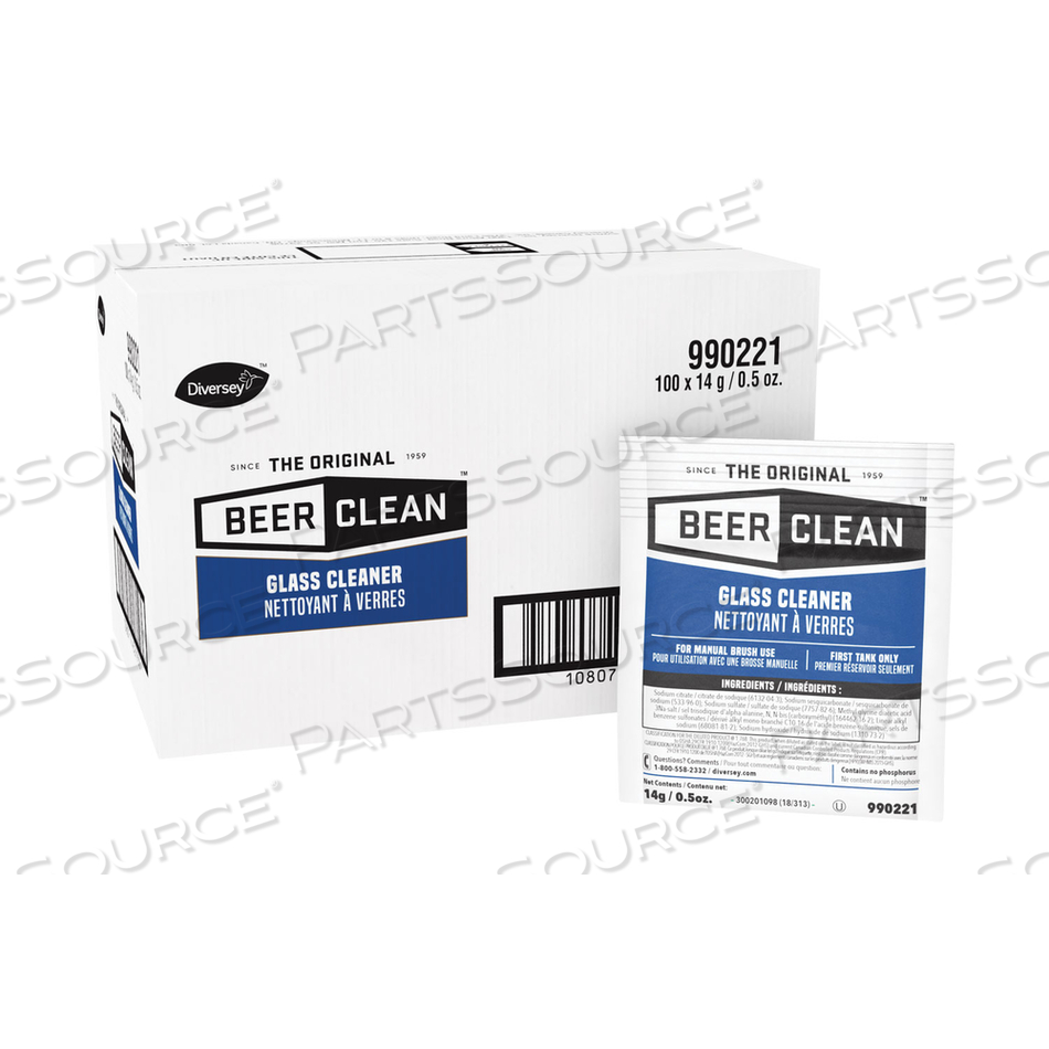 BEER CLEAN GLASS CLEANER, POWDER, 0.5 OZ PACKET by Diversey