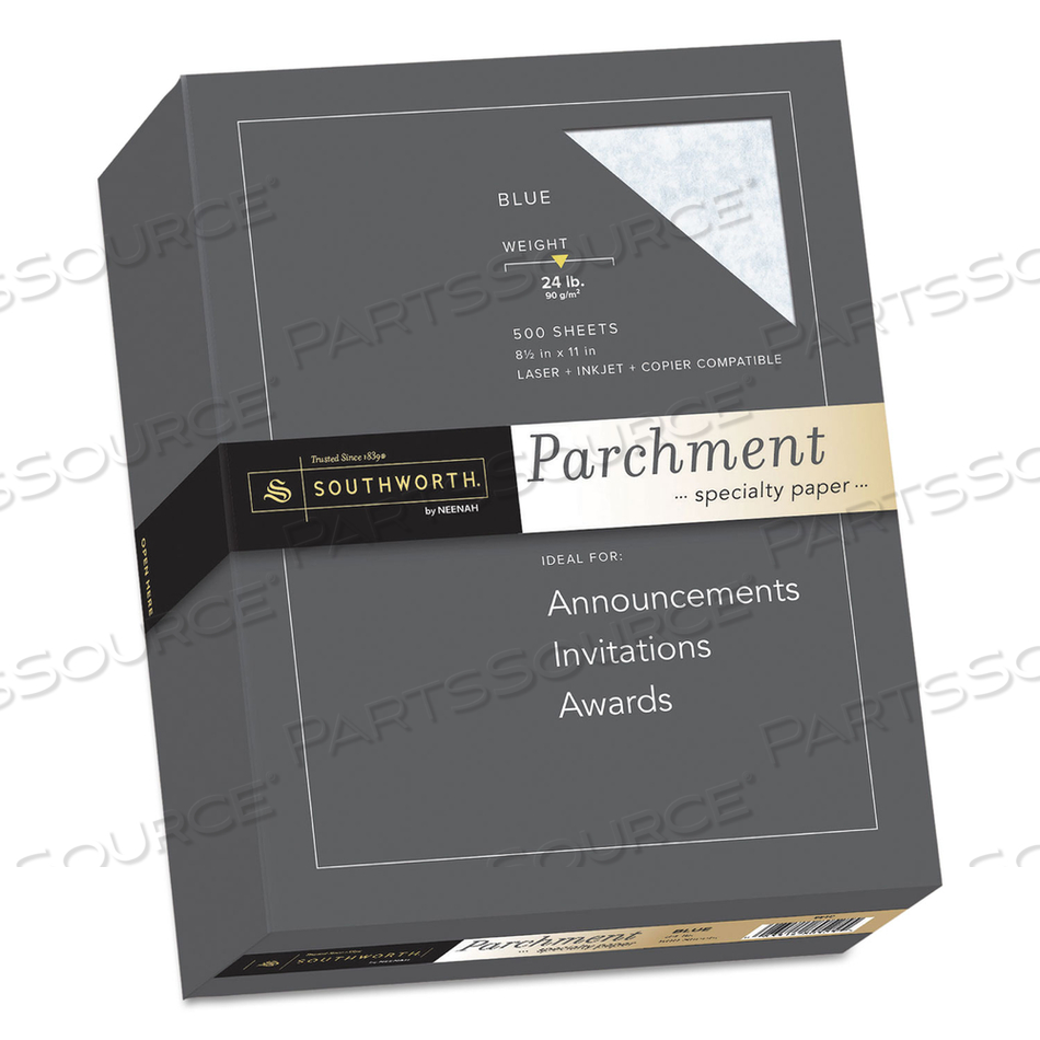 PARCHMENT SPECIALTY PAPER, 24 LB BOND WEIGHT, 8.5 X 11, BLUE by SOUTHWORTH PRODUCTS CORP
