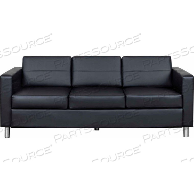 INTERION ANTIMICROBIAL UPHOLSTERED LEATHER SOFA, BLACK by Global Seating Solutions LLC