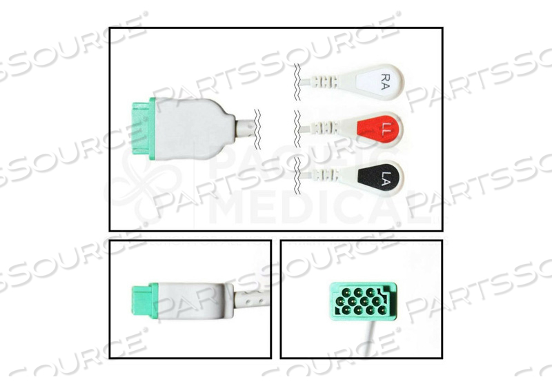 3 LEAD 10 FT SHIELDED ECG CABLE 