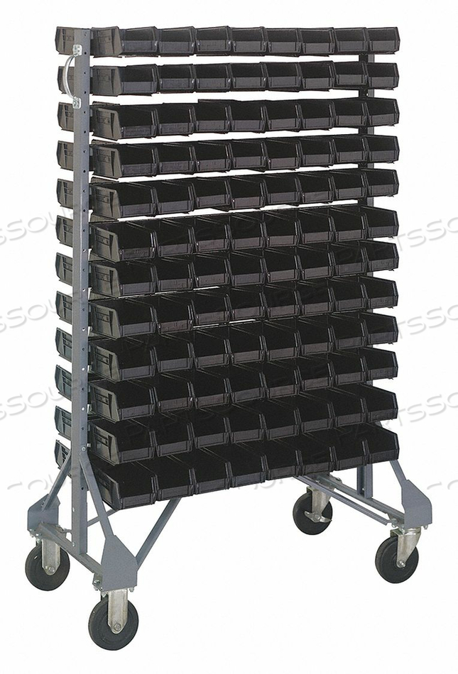 MOBILE BIN RAIL FLOOR RACK 192 BINS BLCK by Quantum Storage Systems