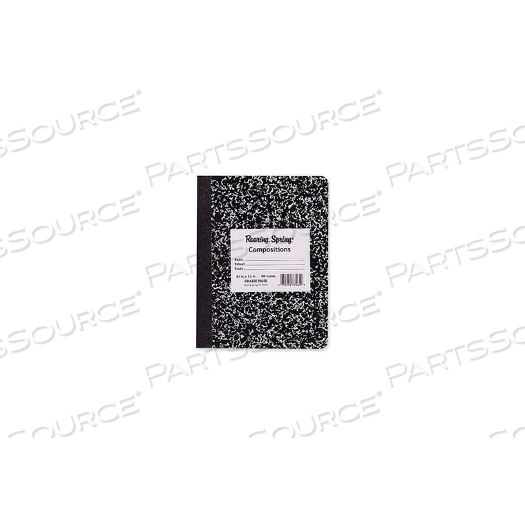 HARD COVER COMP BOOK, 7-1/2" X 9-3/4", COLLEGE RULED, BLACK MARBLE, 100 SHEETS by Roaring Spring Paper Products