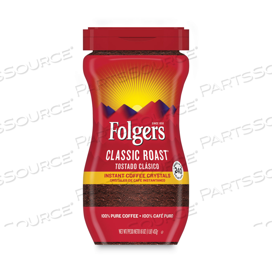 INSTANT COFFEE CRYSTALS, CLASSIC ROAST, 16OZ JAR by Folgers INSTANT COFFEE CRYSTALS, CLASSIC ROAST, 16OZ JAR by Folgers