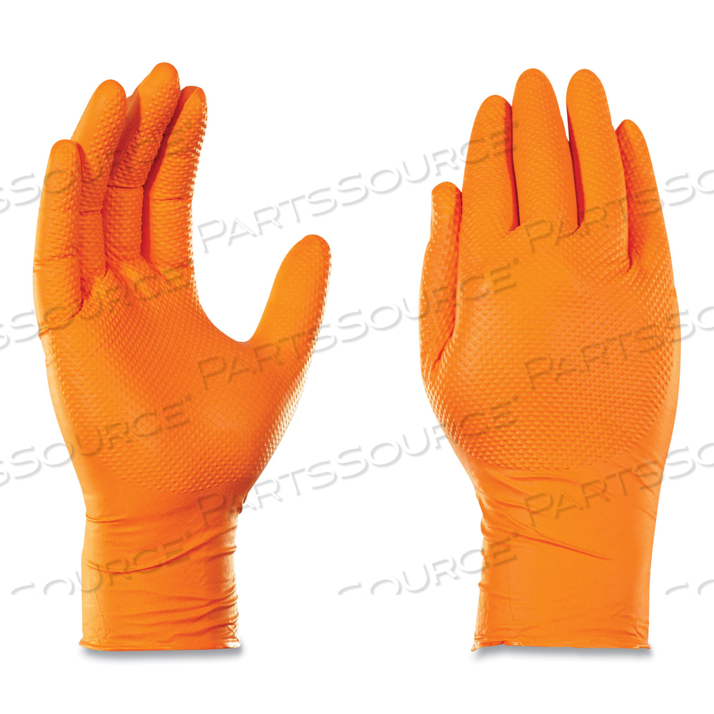 GLOVES, DISPOSABLE, NITRILE, ORANGE, POWDER-FREE, MEDIUM (8) by Ammex