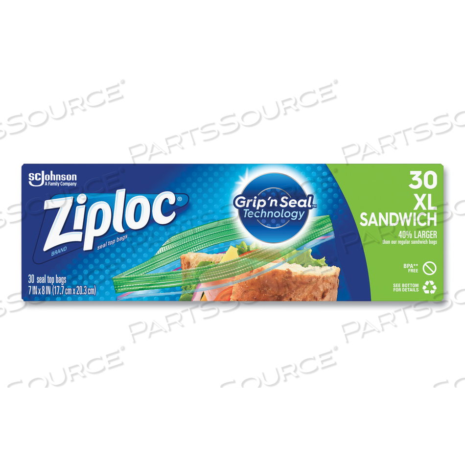 SANDWICH SEAL TOP BAGS, 8" X 7", CLEAR by Ziploc SANDWICH SEAL TOP BAGS, 8" X 7", CLEAR by Ziploc
