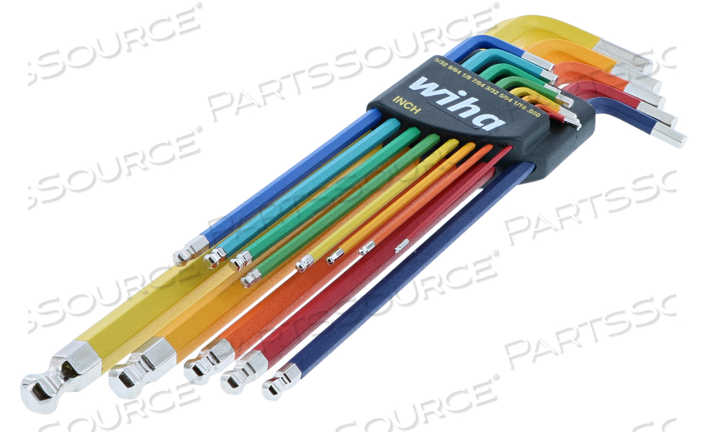 13 PIECE BALL END COLOR CODED HEX L-KEY SET - INCH by Wiha Tools 13 PIECE BALL END COLOR CODED HEX L-KEY SET - INCH by Wiha Tools
