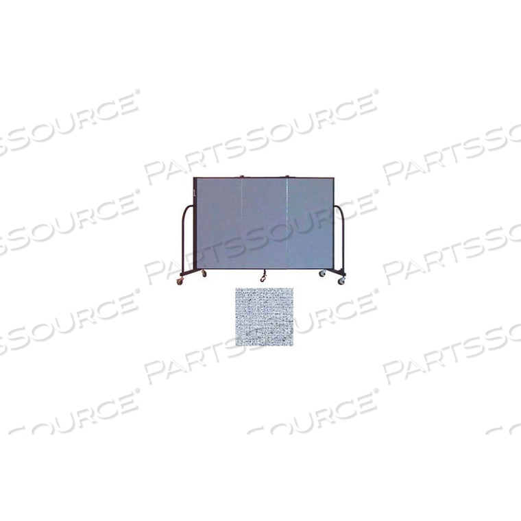 3 PANEL PORTABLE ROOM DIVIDER, 4'H X 5'9"L, VINYL COLOR: BLUE TIDE by Screenflex 3 PANEL PORTABLE ROOM DIVIDER, 4'H X 5'9"L, VINYL COLOR: BLUE TIDE by Screenflex