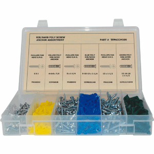 500 PC RIB / BARB POLY SCREW ANCHOR ASSORTMENT by Titan Fasteners