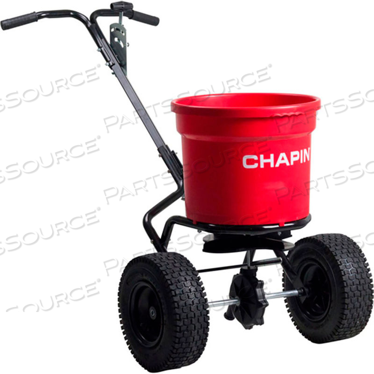 70 LB. CONTRACTOR TURF SPREADER - ROUND HOPPER WITH SPREAD PATTERN CONTROL by Chapin International