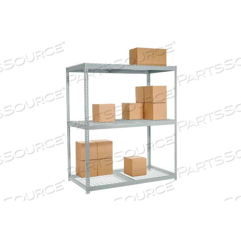 WIDE SPAN RACK 96WX36DX96H, 3 SHELVES WIRE DECK 1100 LB CAP. PER LEVEL, GRAY 