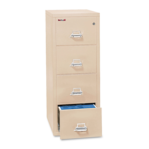 INSULATED VERTICAL FILE, 1-HOUR FIRE PROTECTION, 4 LEGAL-SIZE FILE DRAWERS, PARCHMENT, 20.81" X 31.56" X 52.75" by Fire King