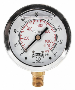 J1382 GAUGE PRESSURE 0 TO 160 PSI 2-1/2 IN. by Winters Instruments