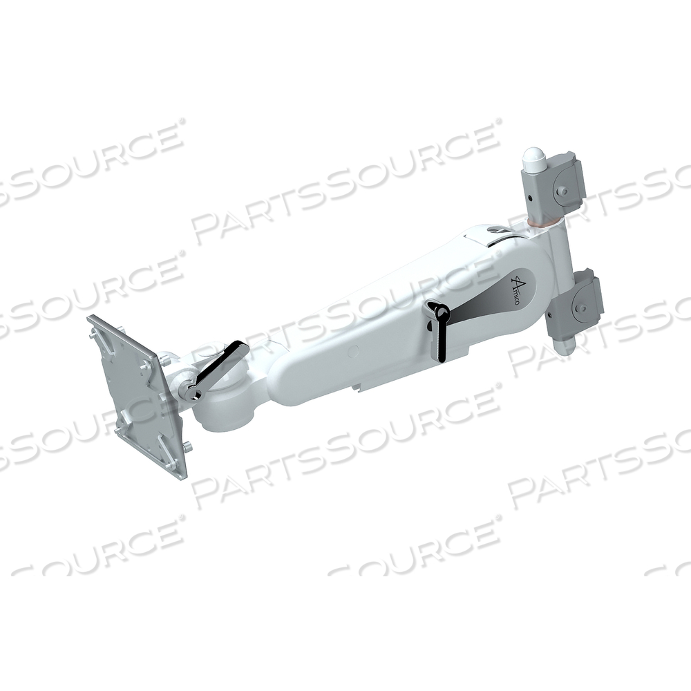 ADJUSTABLE HEIGHT MONITOR ARM, AMICO VERTICAL MOUNT, 5" SHELF W/SLIDE IN VESA 75/100 PLATE by Amico Accessories