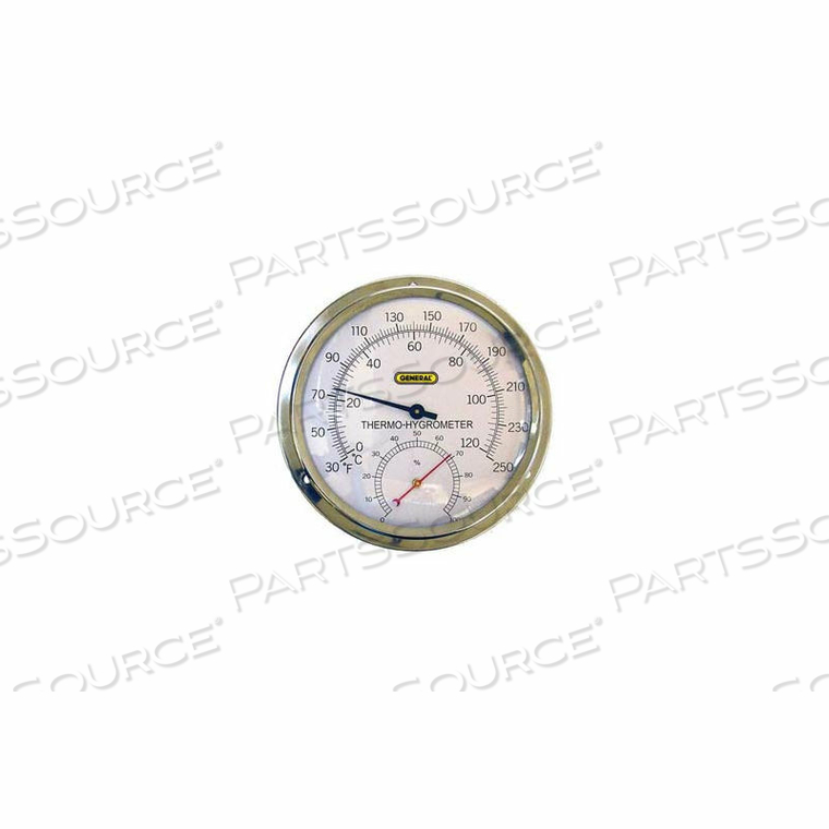 ANALOG THERMO-HYGROMETER WITH 5" ALUMINUM DIAL 