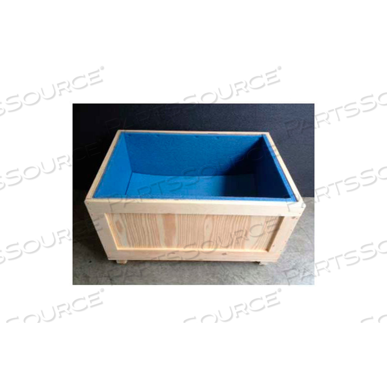 WOOD CRATE WITH 1" POLYETHYLENE FOAM LINING FOUR-WAY ENTRY, 96" L X 48" W X 55-1/2" H by Arrow Crating Packaging WOOD CRATE WITH 1" POLYETHYLENE FOAM LINING FOUR-WAY ENTRY, 96" L X 48" W X 55-1/2" H by Arrow Crating Packaging