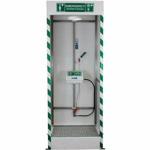 EMERGENCY CUBICLE SHOWER, COVERED ABS EYE/FACE WASH by Hughes Safety Showers