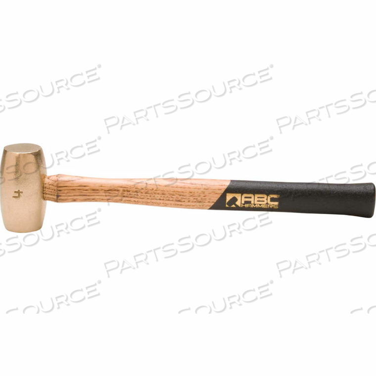 4 LB. NON-SPARKING BRASS HAMMER, 15" WOOD HANDLE by ABC Hammers Inc.