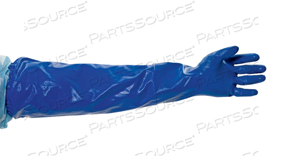 24" NITRILE GLOVES WITH ELASTIC CUFF, MEDIUM, BLUE 