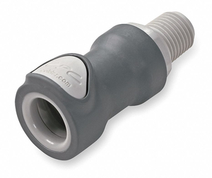 1/4 NPT VALVED MOLDED GREY POLYPROPYLENE COUPLING BODY by Colder Products Company