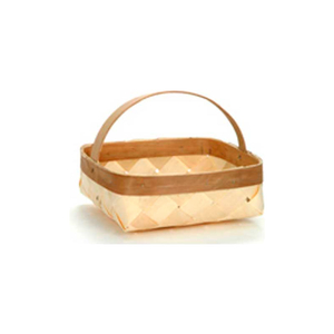 MEDIUM SHALLOW SQUARE 10" WOOD BASKET WITH WOOD HANDLE 12 PC - NATURAL by Texas Basket Co.