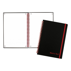 FLEXIBLE COVER TWINWIRE NOTEBOOK, SCRIBZEE COMPATIBLE, 1 SUBJECT, WIDE/LEGAL RULE, BLACK COVER, 8.25 X 5.63, 70 SHEETS by Black n' Red