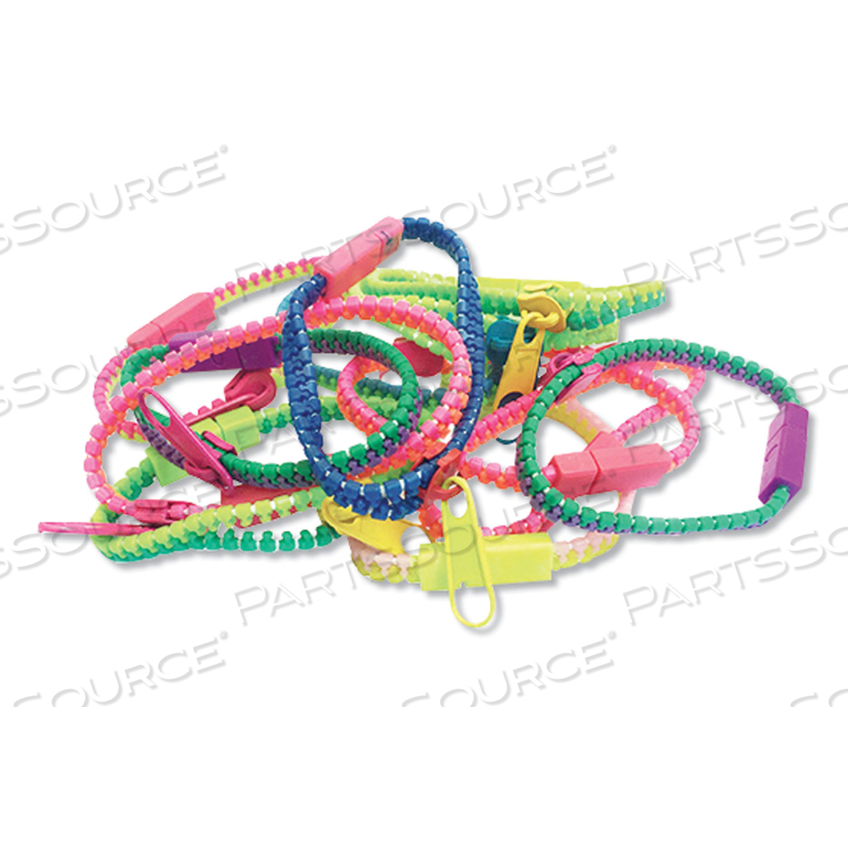 FIDGET ZIPPER BRACELETS, AGES 5 AND UP, 12/PACK 