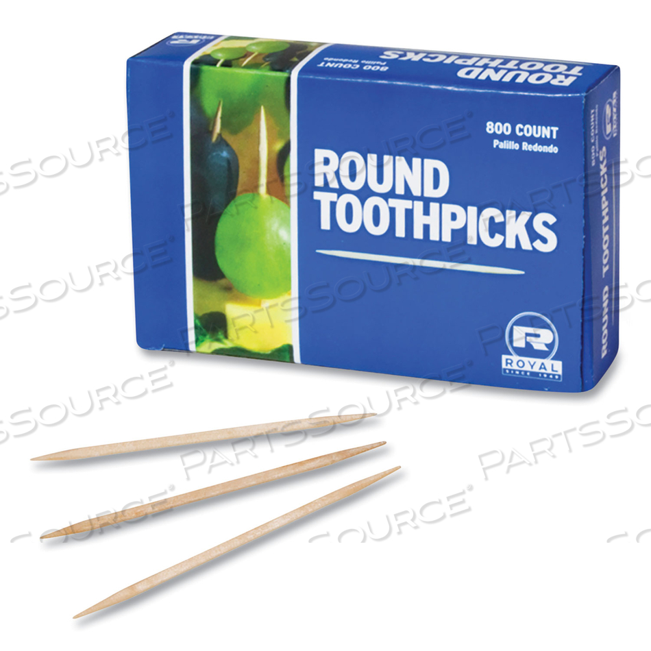 ROUND WOOD TOOTHPICKS, 2.5", NATURAL by Royal Paper