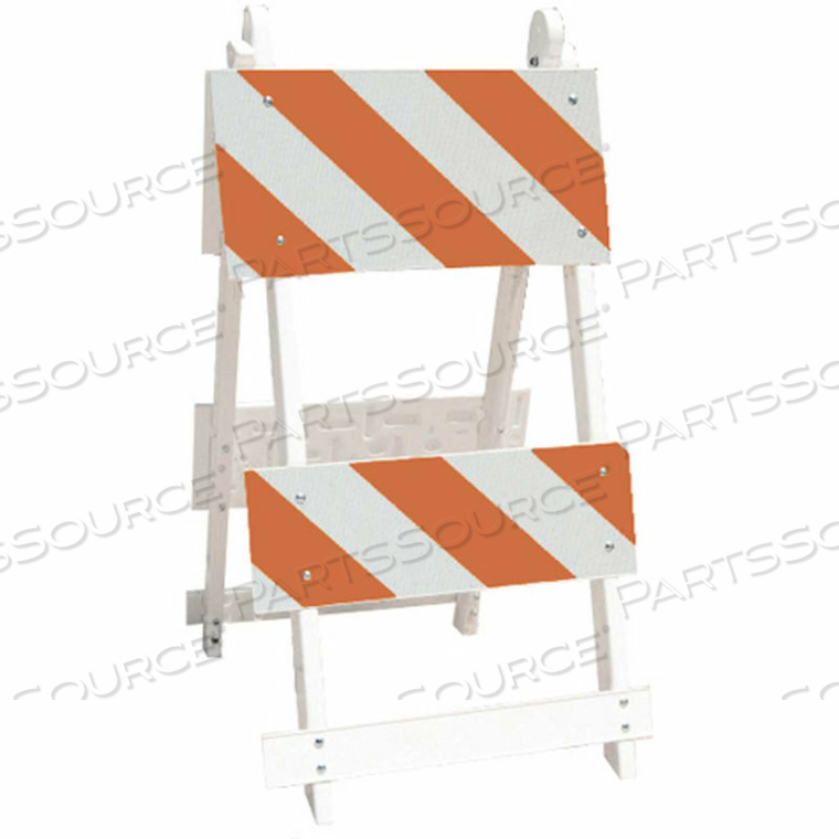 ALL PLASTIC MAINTENANCE FREE TYPE II TRAFFIC BARRICADE, WHITE, FOLDABLE by Plasticade ALL PLASTIC MAINTENANCE FREE TYPE II TRAFFIC BARRICADE, WHITE, FOLDABLE by Plasticade